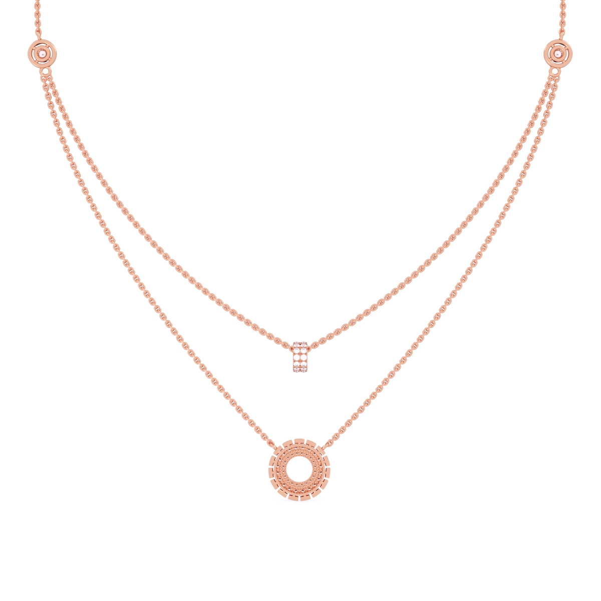 Unique Multi Layer and Bar Diamond Necklace